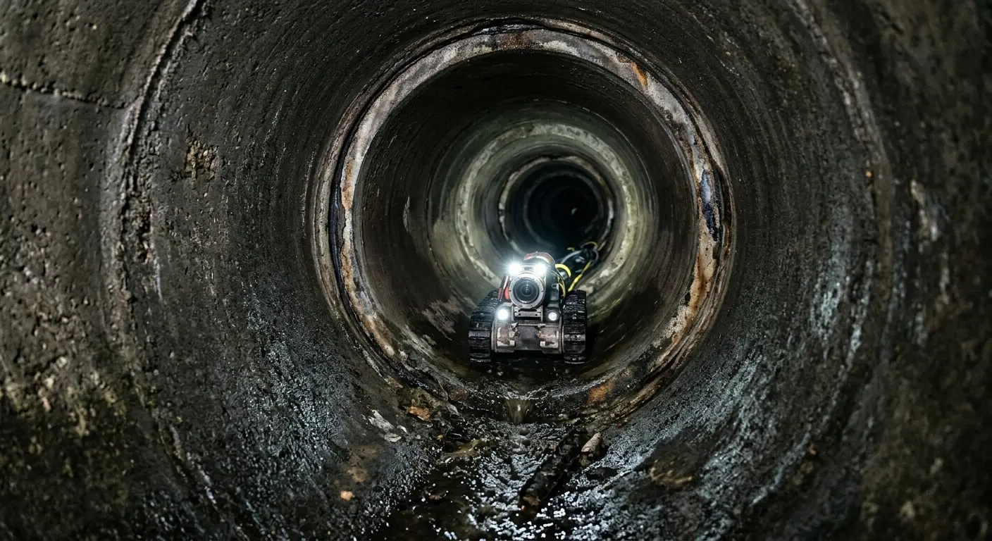 Robotic sewer camera inspecting pipe interior for Drain Snake Service in Torrance